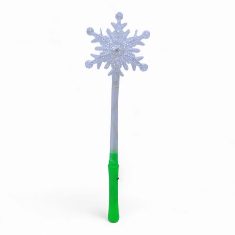 Чарівна паличка "Сніжинка" (38 см), прозора із зеленою ручкою