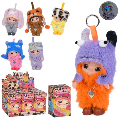 Лялька WK, 15см, музика, світло, петелька, брелок/аксесуар для сумки, в коробці-сюрприз, бат(табл), (мікс видів) /6/36/6шт в кор. 31-18-18,5см