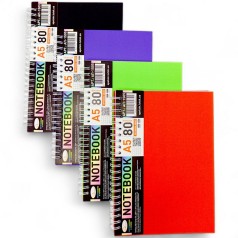 Блокнот А5, 80 л., пластик, пружина сбоку (микс видов)