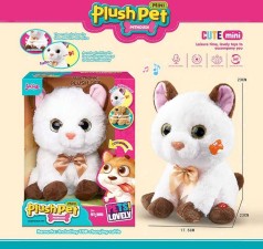 М'яка інтерактивна іграшка “Котик”, окастик, музика, рухається, повторюшка, магнітний крабик, USB-кабель, вбудований акумулятор 3.7V, в кор.  /24/