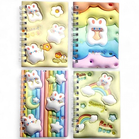 Блокнот на спіралі "Зайчики 3D" А7 (4 блокнотики в упаковці)