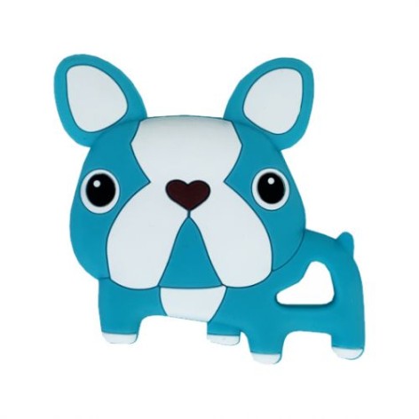 Силиконовый прорезыватель "Бульдожка", бирюзовый
