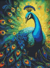 Набор с алмазной мозаикой Изысканный павлин с АВ стразами Ideyka 30х40 см AMO8142