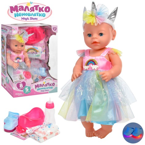 Пупс 40см, горщик,пляшечка,підгуз.,соска,туфлі-світло,п'є-пісяє,бат.(таб),кор.26,5-38-15,5см 