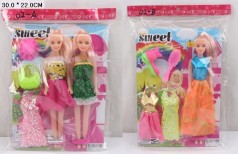 Кукла типа Барби 2 вида,2 куклы с нарядами п/э 30*22см /240-2/
