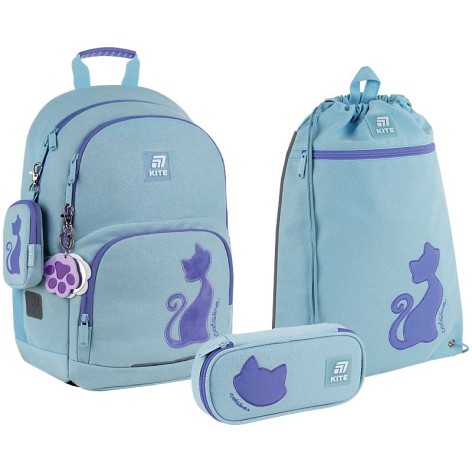 Набор рюкзак + пенал + сумка для обуви Kite 585 Catsline