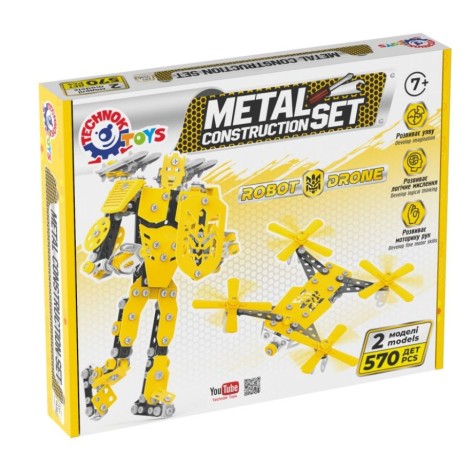 Металлический конструктор Технок "Дрон Робот" 570 деталей