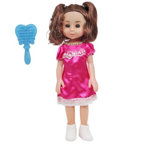Кукла в малиновом, с расческой (33 см)