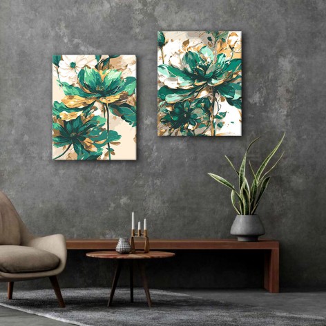 Набор картин по номерам с краской металлик Riviera Blanca Изумрудная красота (ITR-093) 2 шт в наборе