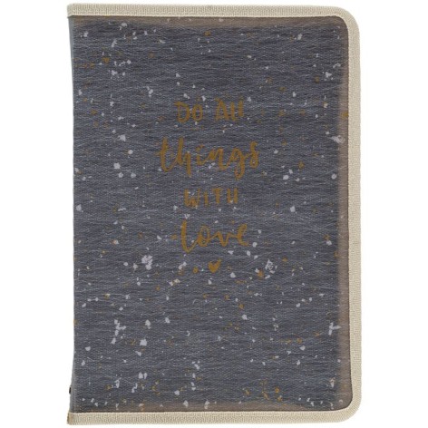 Папка объемная на молнии, серая А5+