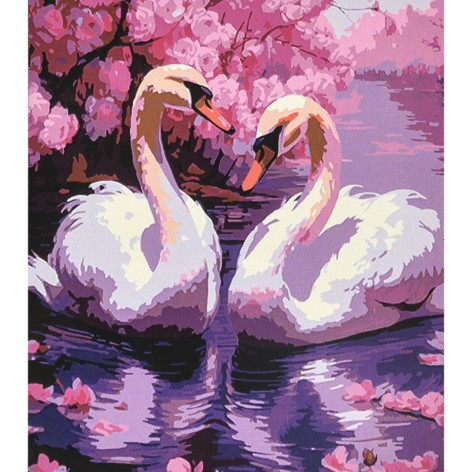Набір для розпису по номерах Казкові лебеді Strateg розміром 40х50 см (VA-4648)