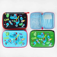 Пенал 3 кольори, 3 відділення, 3D-малюнок, у слюді, мікс видів 