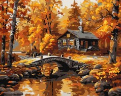 Картина по номерам – Поселок над рекой 40х50 см.