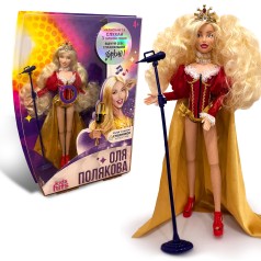 Лялька колекційна OLGA POLYAKOVA муз. в червоному вбранні,костюм ручна робота,співає 3 пісні укр. мовою, кор. 38,5х30х5,5см 