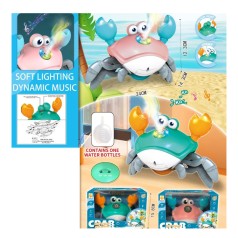 Музыкальная игрушка краб, 24см, пара/дым, музыка, свет, ездит, 2 режима, 2 цвета, на батарейке, в кор-ке, 24,5-16-13,5см /18/