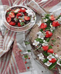 Набор для росписи по номерам Земляничное чаепитие Strateg размером 40х50 см (HH028)