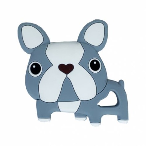 Силиконовый прорезыватель "Бульдожка", серый