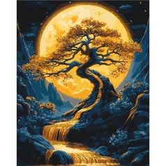 Картина по номерам с красками металлик "Пейзаж. Дерево" 40х50 см