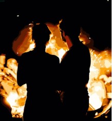 Набор для росписи по номерам Ситуеты в огне Strateg размером 40х40 см (SK027)