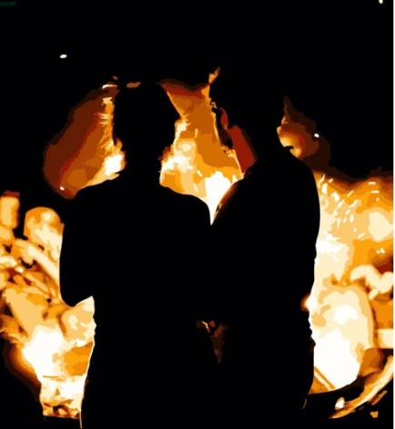 Набор для росписи по номерам Ситуеты в огне Strateg размером 40х40 см (SK027)