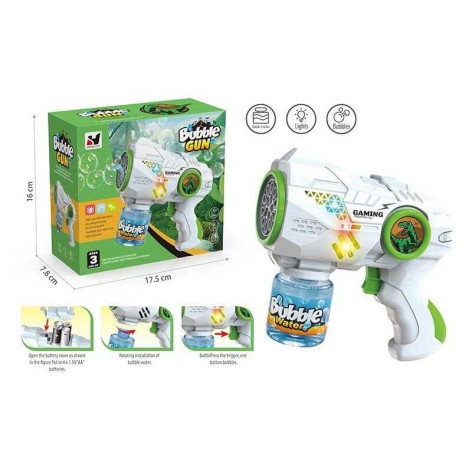 Пістолет з мильними бульбашками підсвічування, пляшечка з мильним розчином, механічний, в кор. 