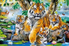Пазли Castorland Сім'я тигрів біля струмка, 68 x 47 см 1000 елементів