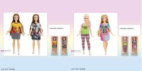 Кукла типа Барби микс 4 вида, корпулентная кукла, корр. 12*6*33см 