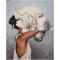 [0144] Картина по номерам 0144 ОРТ Девушка Белые Пионы 40*50
