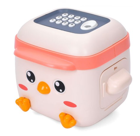 Банковский терминал сейф с кодом, отпечаток, затягивает купюры, песни, сказки, скороговорки, стихи, замок + ключ, 2 цвета, 30-22,5-19см 