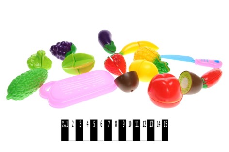 Набор игрушечных фруктов и овощей делящихся  25*20*4 см