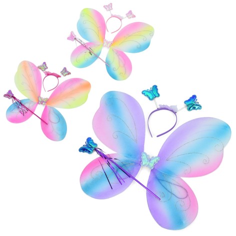 Набір аксесуарів крила карнавальні, метелик, 50-41см, чарівна паличка, обруч, мікс кольорів, у п/е 50-44-2см 