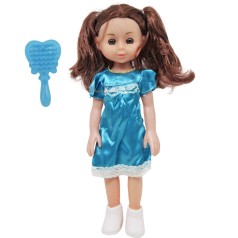 Кукла в голубом, с расческой (33 см)