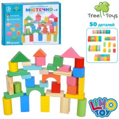 Дерев'яна іграшка Будівельні блоки містечко, 50дет, в кор-ці, 26-19-3,5см 