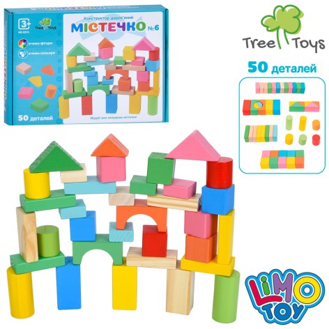 Дерев'яна іграшка Будівельні блоки містечко, 50дет, в кор-ці, 26-19-3,5см 