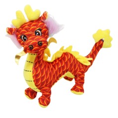 Мягкая игрушка Китайский дракон оранжево-красный 27 см