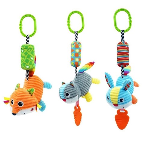 Подвеска мягкая 35см, животное, звук, прорезыватель, 3 вида, 15-20-6см 