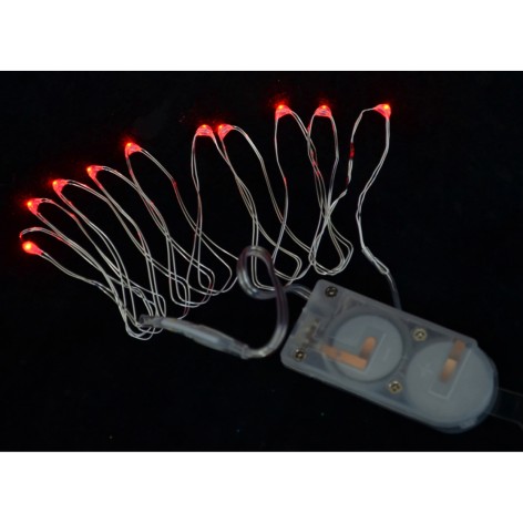 Электрогирлянда Yes! Fun LED-нить, 10 ламп, красная, 1,10 м., 1 режим мигания, серебряные провода
