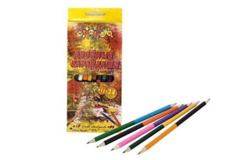 Олівці двосторонні 12 кольорів d2,8 картонна коробка 300 гр