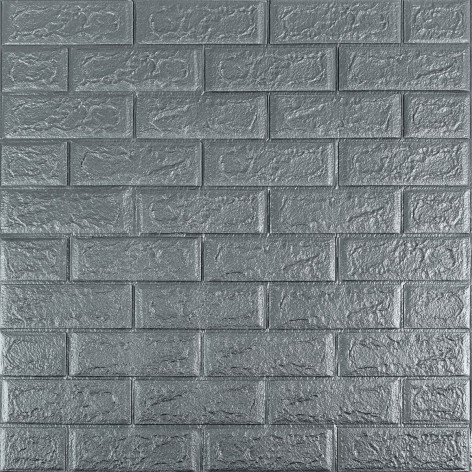 3D панель Sticker Wall "Цегла Срібло" 700x770x5мм для внутрішніх робіт (SW-00000038)