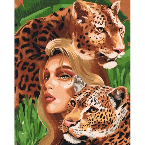 Картина по номерам: Хищные леопарды