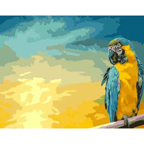Набір для розпису по номерах Синьо-жовтий папуга Strateg розміром 40х50 см (GS246)