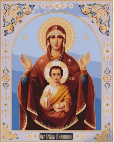 Набір для розпису по номерах Ікона Божої Матері Знамення Strateg розміром 40х50 см (GS1117)