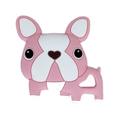 Силиконовый прорезыватель "Бульдожка", розовый