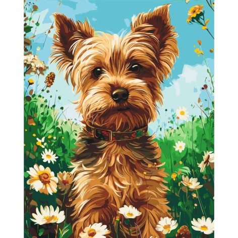 Картина по номерам Животные. Собака йоркширский терьер 40*50 см. Оригами LW 30470