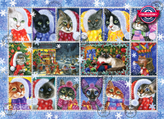 Пазлы Anatolian Коллекция марок с рождественским котом, 66 х 48 см 1000 элементов