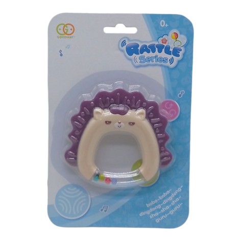Погремушка с прорезывателем "Ежик", сливовый.