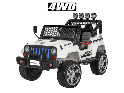 Джип M 3237EBLR-1 (1шт) р/к 2,4G, 4мот.45W, 2акум.12V7AH, кол.EVA, відчин. двері, шкір.сид., білий.