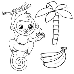 Дитяча розмальовка на полотні Мавпочка (25x25) (КА-015)