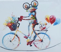 Набор для росписи по номерам Яркий лягушонок на велосипеде Strateg размером 40х50 см (GS078)