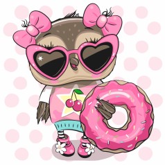 Набор для росписи по номерам Совенок с пончиком Strateg размером 30х30 см (ES-0816)